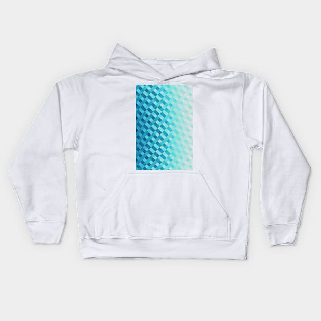 Aqua Blue Light Abstract Grid Pattern Design Kids Hoodie by love-fi